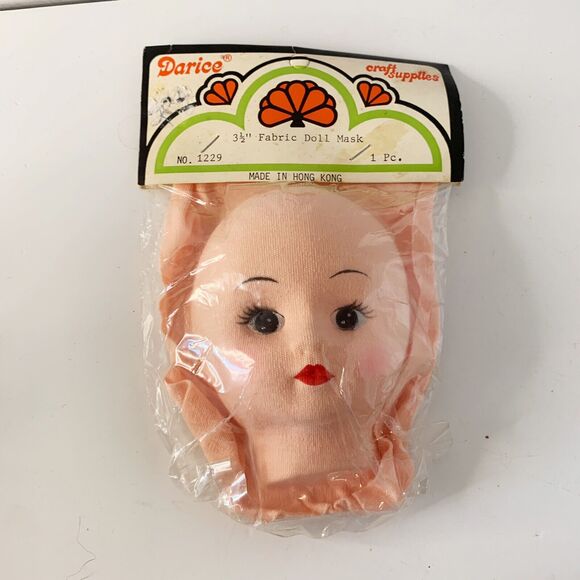 Darice Craft Supplies Fabric Doll Mask 3.5" #1229 Hong Kong Vintage NOS - Picture 1 of 3